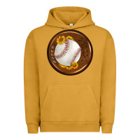 Pigment Peanut Butter baseball with sunflower round earrings Urban Hoodie - BundleAndBundleShop