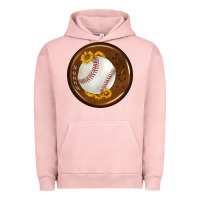 Pigment Salmon baseball with sunflower round earrings Urban Hoodie - BundleAndBundleShop