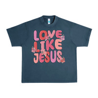 Midnight Navy love like jesus Urban Heavy Tee - MaliasSmallBusiness