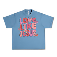 Pebble Blue love like jesus Urban Heavy Tee - MaliasSmallBusiness