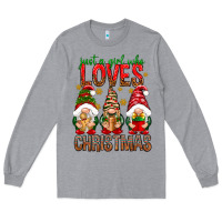 Heather Grey Just a girl who loves Christmas Long Sleeve Tee - NancyCooperArtShop