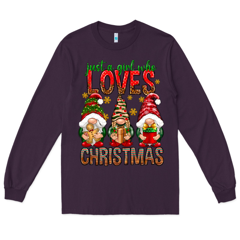 Just A Girl Who Loves Christmas Long Sleeve Tee by NancyCooperArtShop | Teevron