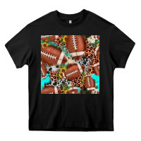 Black football leopard turquoise cowhide sunflower seamless pattern Heavy Core Tee - JahusDesignShop