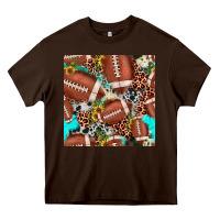 Chocolate Brown football leopard turquoise cowhide sunflower seamless pattern Heavy Core Tee - JahusDesignShop