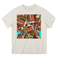 Cream football leopard turquoise cowhide sunflower seamless pattern Heavy Core Tee - JahusDesignShop