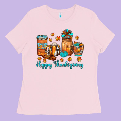 Happy Thanksgiving Coffee Ladies Tee Designed By Jahusdesignshop