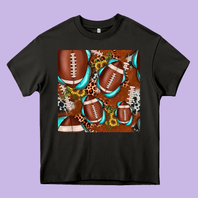 Football Leopard Gemstone Sunflower Seamless Pattern Heavy Core Tee Designed By Jahusdesignshop