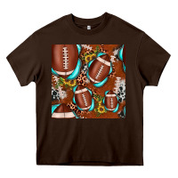 Chocolate Brown football leopard gemstone sunflower seamless pattern Heavy Core Tee - JahusDesignShop