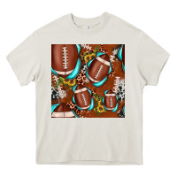 Cream football leopard gemstone sunflower seamless pattern Heavy Core Tee - JahusDesignShop