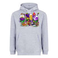 Heather Grey mardi gras wine glasses cowgirl Heavyweight Hoodie - CowGirlArtShop