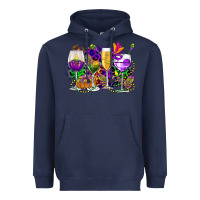 Navy mardi gras wine glasses cowgirl Heavyweight Hoodie - CowGirlArtShop