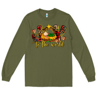 Army Green Baby Jesus Joy To The World Long Sleeve Tee - MaliasSmallBusiness