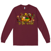 Burgundy Baby Jesus Joy To The World Long Sleeve Tee - MaliasSmallBusiness