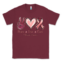 Burgundy Peace love cure Uterine Cancer Classic Tee - NancyCooperArtShop