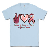 Dusty Blue Peace love cure Uterine Cancer Classic Tee - NancyCooperArtShop