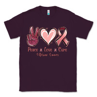 Plum Peace love cure Uterine Cancer Classic Tee - NancyCooperArtShop