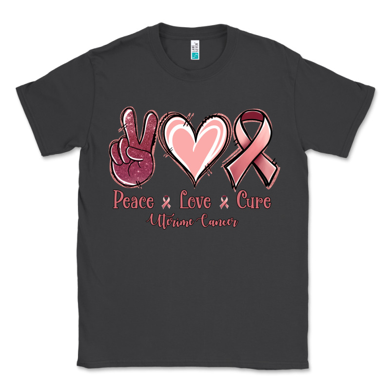 Peace Love Cure Uterine Cancer Classic Tee by NancyCooperArtShop | Teevron