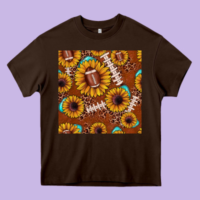 Football Leopard Sunflower Seamless Pattern Heavy Core Tee Designed By Jahusdesignshop