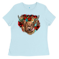 Baby Blue christmas cow gemstone Ladies Tee - JahusDesignShop