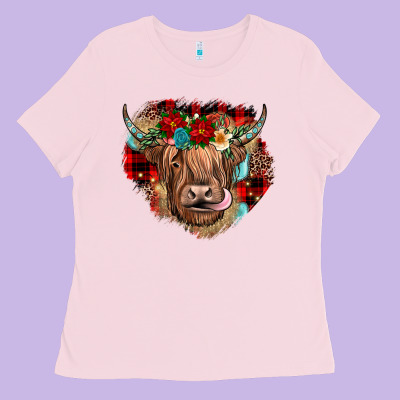 Christmas Cow Gemstone Ladies Tee Designed By Jahusdesignshop