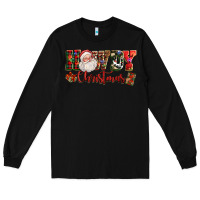 Black Howdy Christmas Santa Long Sleeve Tee - NancyCooperArtShop
