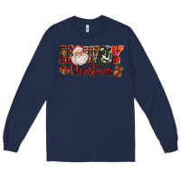 Navy Howdy Christmas Santa Long Sleeve Tee - NancyCooperArtShop