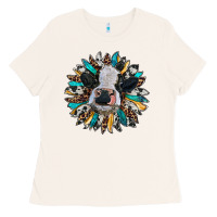 Baby Cow With Sunflower Ladies Tee | Teevron