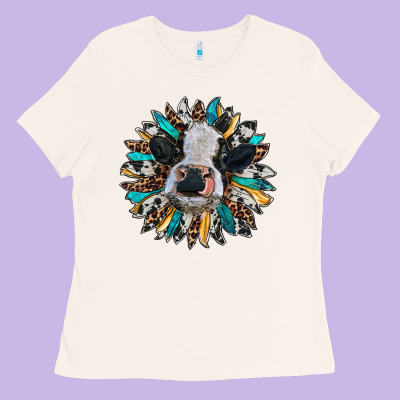 Baby Cow With Sunflower Ladies Tee Designed By Ranaportraitstore