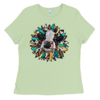 Matcha baby cow with sunflower Ladies Tee - RanaPortraitStore