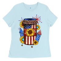 Baby Blue 4th of july coffee cup Ladies Tee - JahusDesignShop