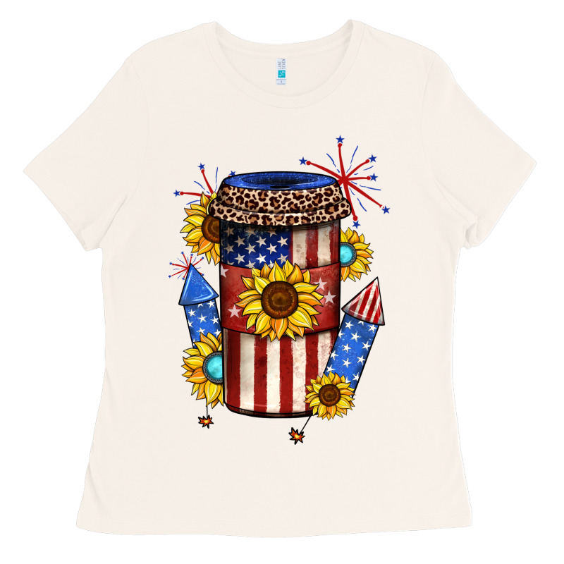 4th Of July Coffee Cup Ladies Tee by JahusDesignShop | Teevron