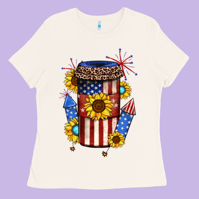 4th Of July Coffee Cup Ladies Tee Designed By Jahusdesignshop