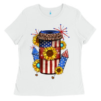 White 4th of july coffee cup Ladies Tee - JahusDesignShop