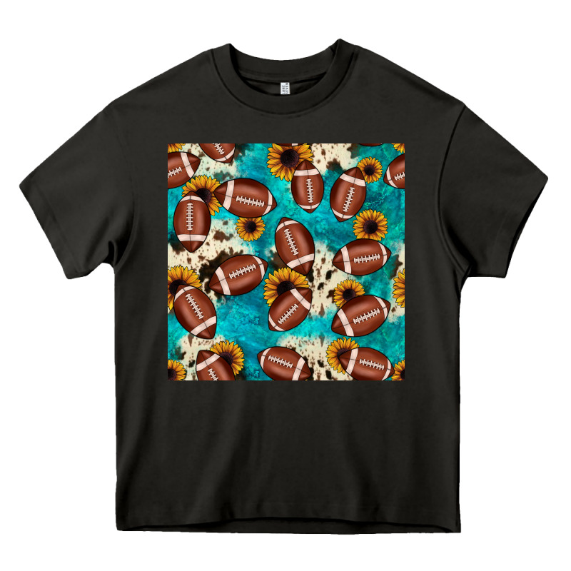 Football Turquoise Cowhide Sunflower Seamless Pattern Heavy Core Tee by JahusDesignShop | Teevron