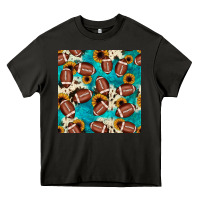 Asphalt football turquoise cowhide sunflower seamless pattern Heavy Core Tee - JahusDesignShop