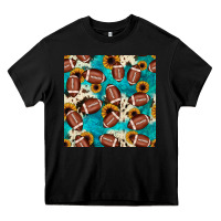Black football turquoise cowhide sunflower seamless pattern Heavy Core Tee - JahusDesignShop