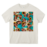 Cream football turquoise cowhide sunflower seamless pattern Heavy Core Tee - JahusDesignShop