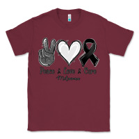 Burgundy Peace love cure Melanoma Cancer Classic Tee - NancyCooperArtShop