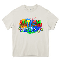 Cream autısm tribe Heavy Core Tee - AdoDesignShop