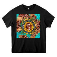 Black football leopard turquoise sunflower seamless pattern Heavy Core Tee - JahusDesignShop