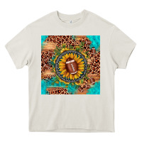 Cream football leopard turquoise sunflower seamless pattern Heavy Core Tee - JahusDesignShop