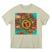 Mossy football leopard turquoise sunflower seamless pattern Heavy Core Tee - JahusDesignShop