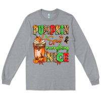 Heather Grey Pumpkin Spice And Everything Nice Long Sleeve Tee - MaliasSmallBusiness