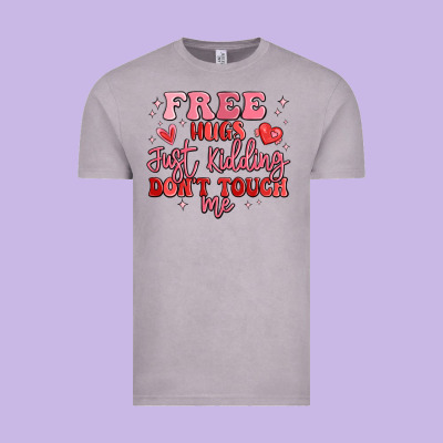 Free Hugs Just Kidding Don't Touch Me Vintage Tee Designed By Maliassmallbusiness