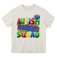 Cream autısm support squad Heavy Core Tee - AdoDesignShop