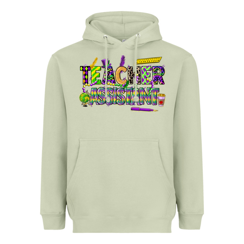 Mardi Gras Teacher Assistant Heavyweight Hoodie by CowGirlArtShop | Teevron
