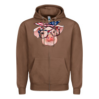 Chestnut american flag with pig Zipper Hoodie - RanaPortraitStore