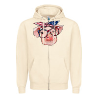 Sandshell american flag with pig Zipper Hoodie - RanaPortraitStore