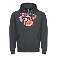 Smoke american flag with pig Zipper Hoodie - RanaPortraitStore