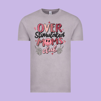 Over Stimulated Moms Club Vintage Tee Designed By Maliassmallbusiness